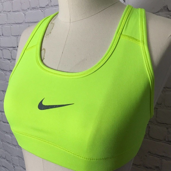 NIKE Dri-Fit Classic Swoosh Sports Bra Neon Green | XS - Picture 3 of 7